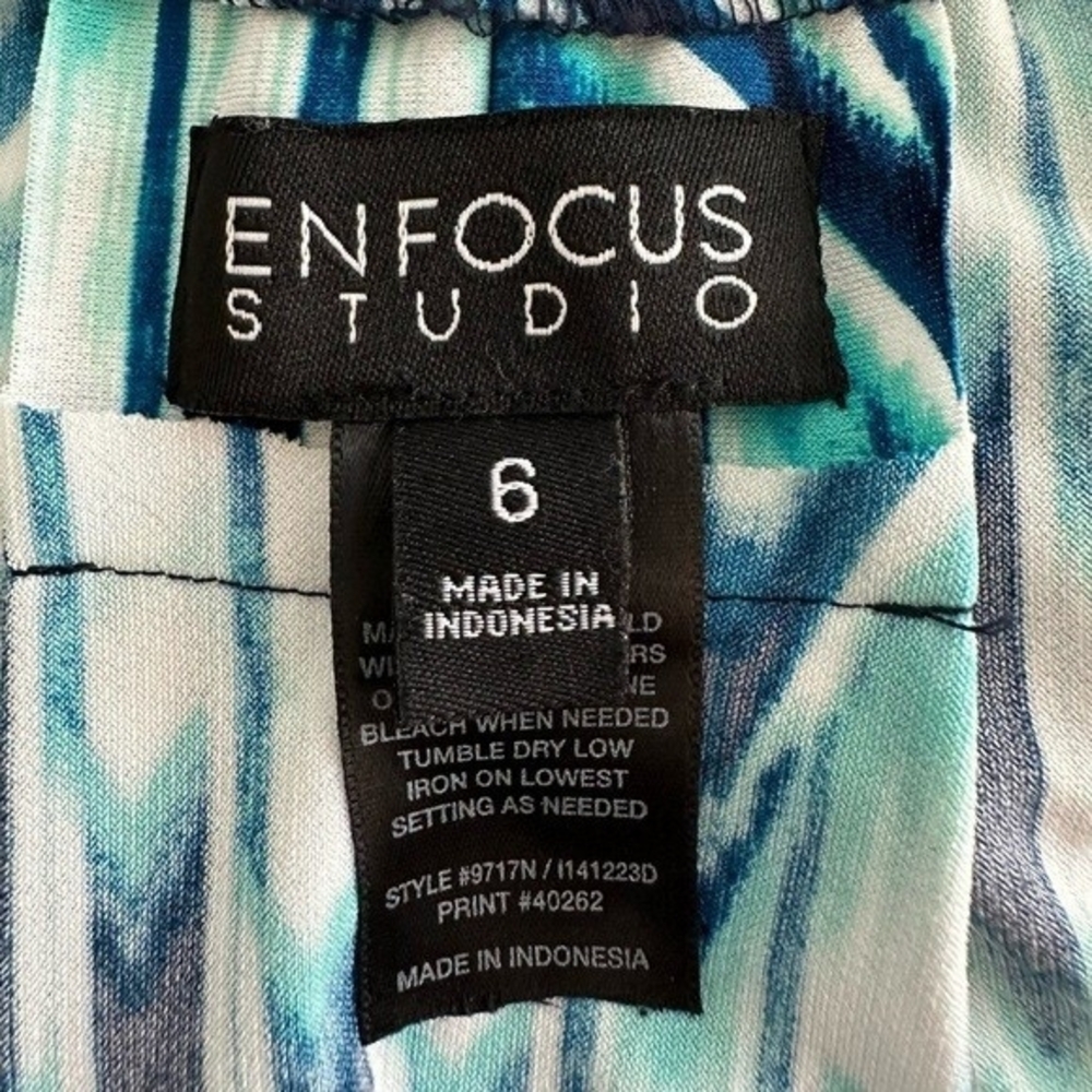 Enfocus Studio Women Maxi Dress 6 Emerald Print Blue Green White Boho Sleeveless - Picture 12 of 13